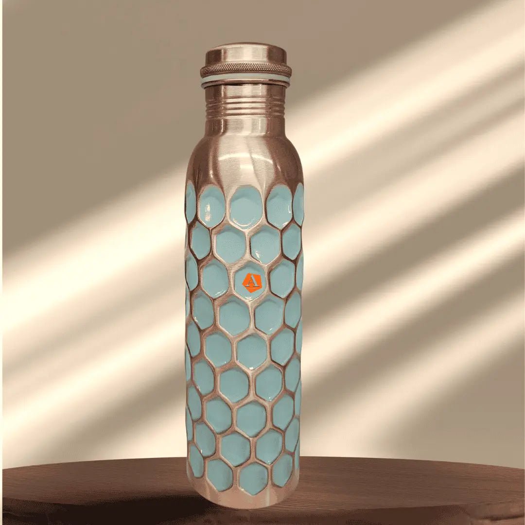 Amrit Aqua Honeycomb Printed Pure Copper Water Bottle | BIS Certified Bestseller – Adroit India - Adroit India