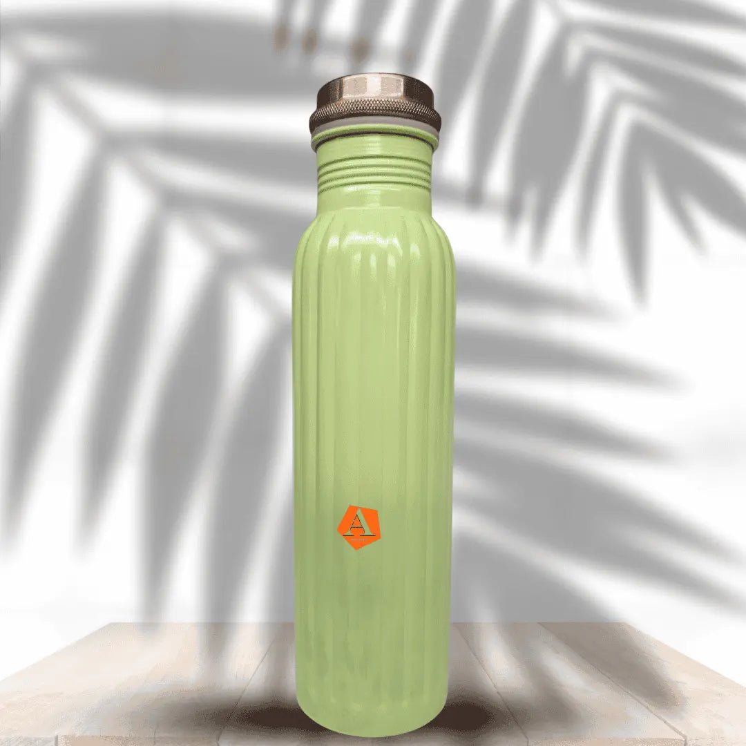 Amrit Sage Green Plain Pure Copper Water Bottle | BIS Certified Handmade – Adroit India - Adroit India