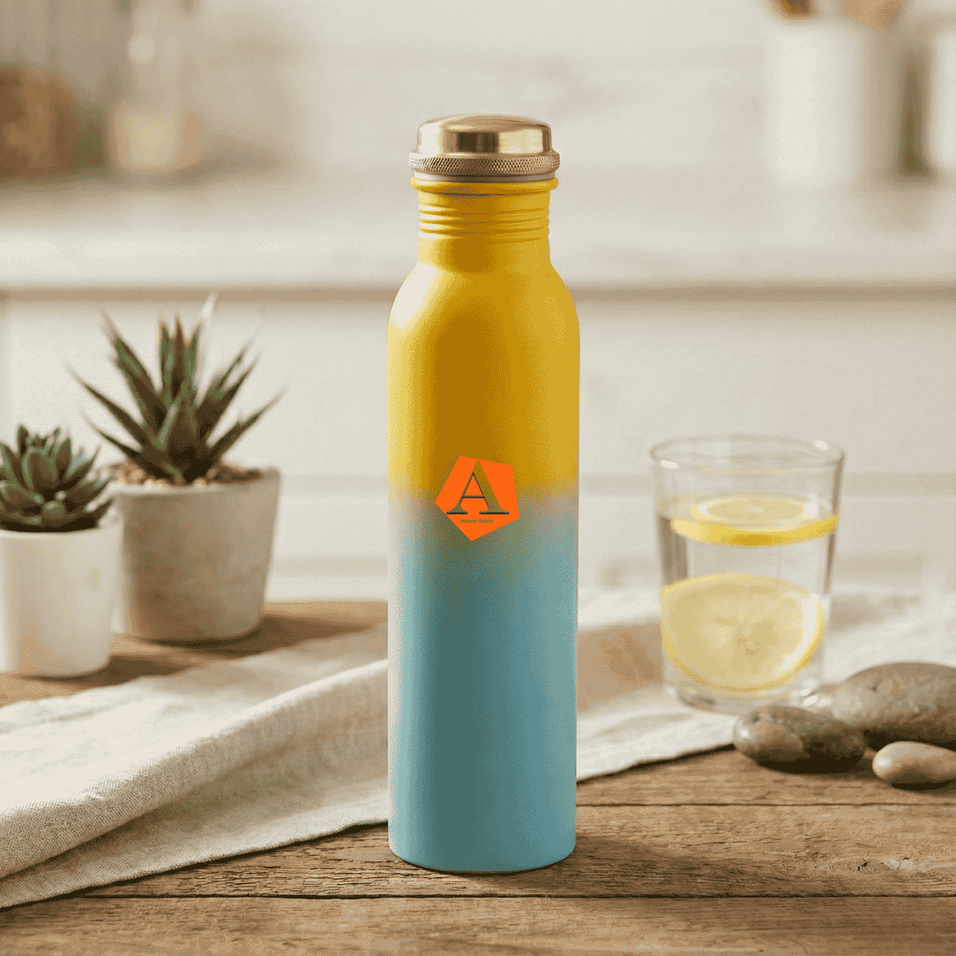 Amrit Zest Matte Gradient Pure Copper Water Bottle | 1 Litre (1000 ml) | Leak - Proof Ayurvedic Bottle – Adroit India - Adroit India