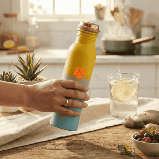 Amrit Zest Matte Gradient Pure Copper Water Bottle | 1 Litre (1000 ml) | Leak-Proof Ayurvedic Bottle – Adroit India