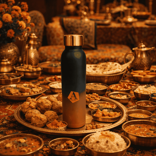 Jivan Matte Black & Copper Gradient Pure Copper Water Bottle – 950 ML | Premium Ayurvedic Health Bottle - Adroit India