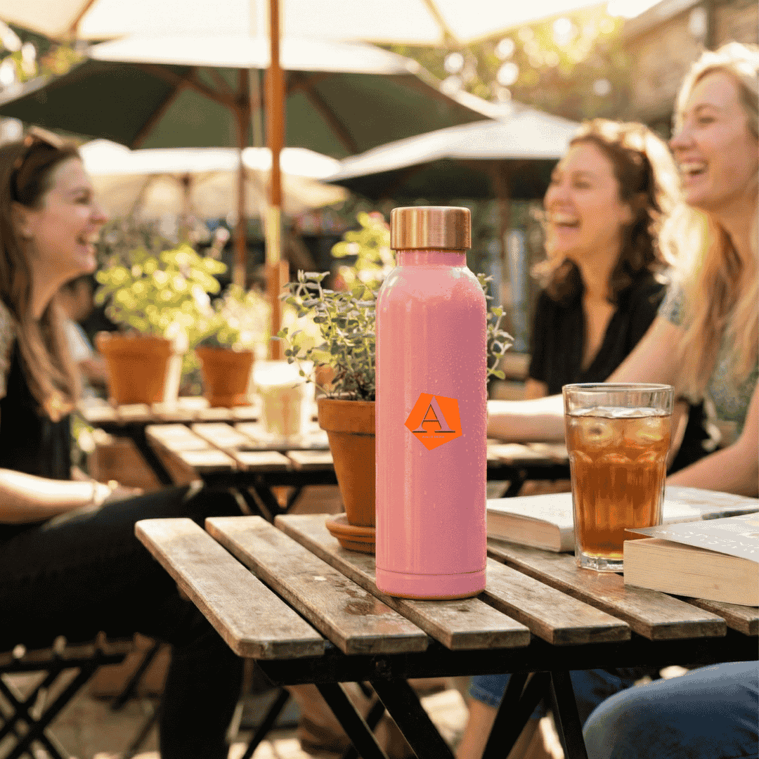 Jivan Blush Pink Pure Copper Water Bottle 950 ML | Luxury Ayurvedic Copper Bottle – Adroit India