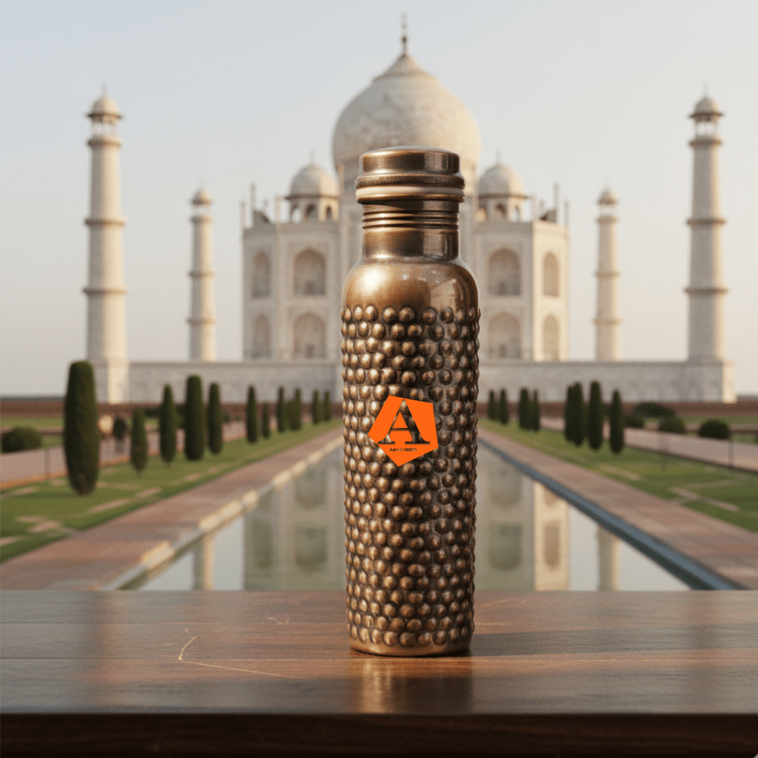 Antique Copper Hammered Water Bottle 950 ml | Handcrafted Pure Copper | Luxury Ayurvedic Bottle by Adroit India - Adroit India
