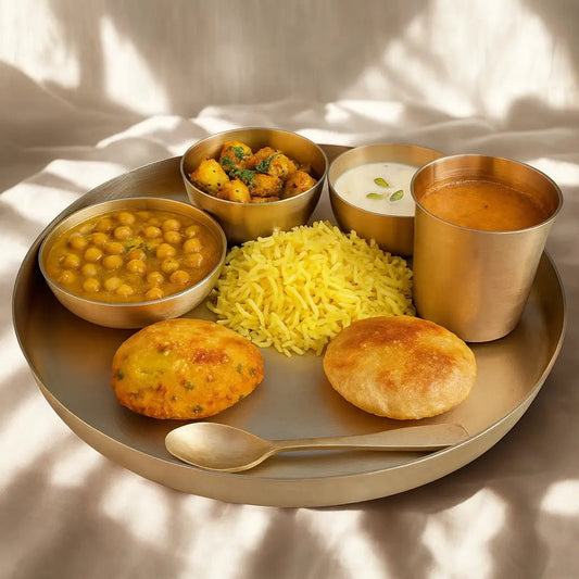 Pure Kansa Thali Set – 6 Pcs | Ayurvedic Dinner Set by Adroit India - Adroit India