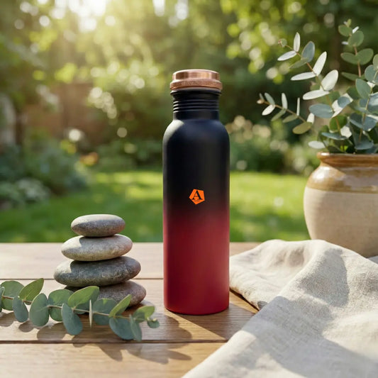Aura Matte Gradient Pure Copper Water Bottle with Leak-Proof Cap | 950 ml | Adroit India