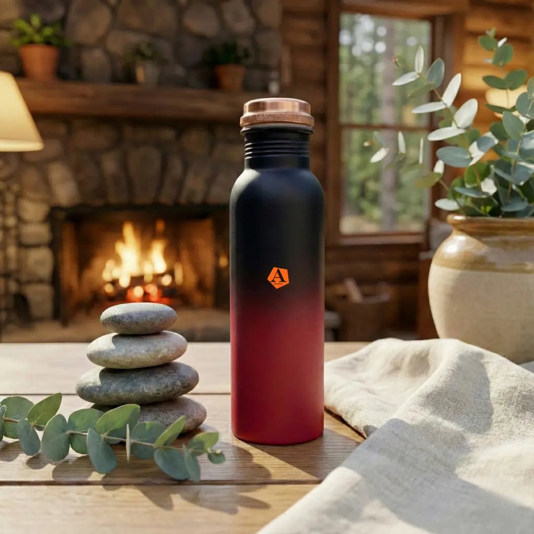 Aura Matte Gradient Pure Copper Water Bottle with Leak - Proof Cap | 950 ml | Adroit India - Adroit India