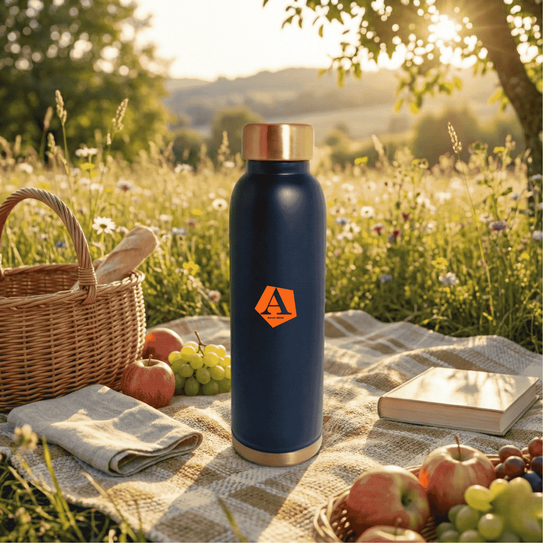 Jivan Dark Blue Pure Copper Water Bottle 950 ML | Luxury Ayurvedic Copper Bottle – Adroit India