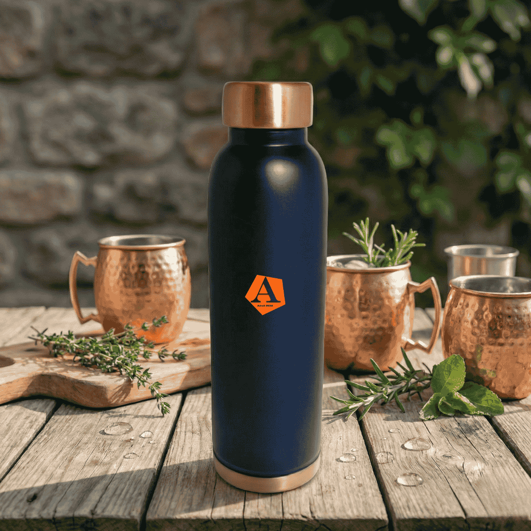 Jivan Dark Blue Pure Copper Water Bottle 950 ML | Luxury Ayurvedic Copper Bottle – Adroit India