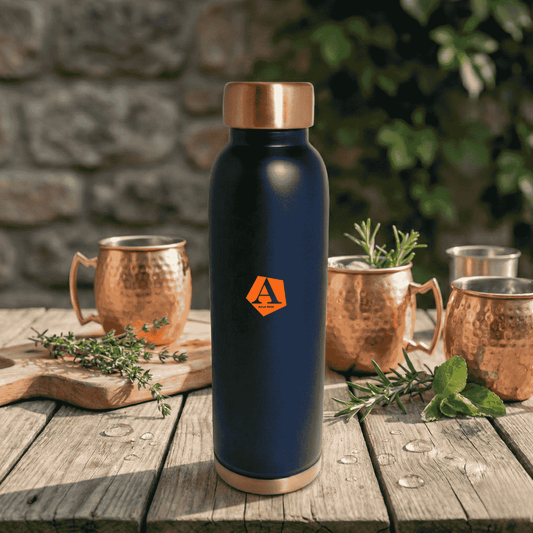 Jivan Dark Blue Pure Copper Water Bottle 950 ML | Luxury Ayurvedic Copper Bottle – Adroit India