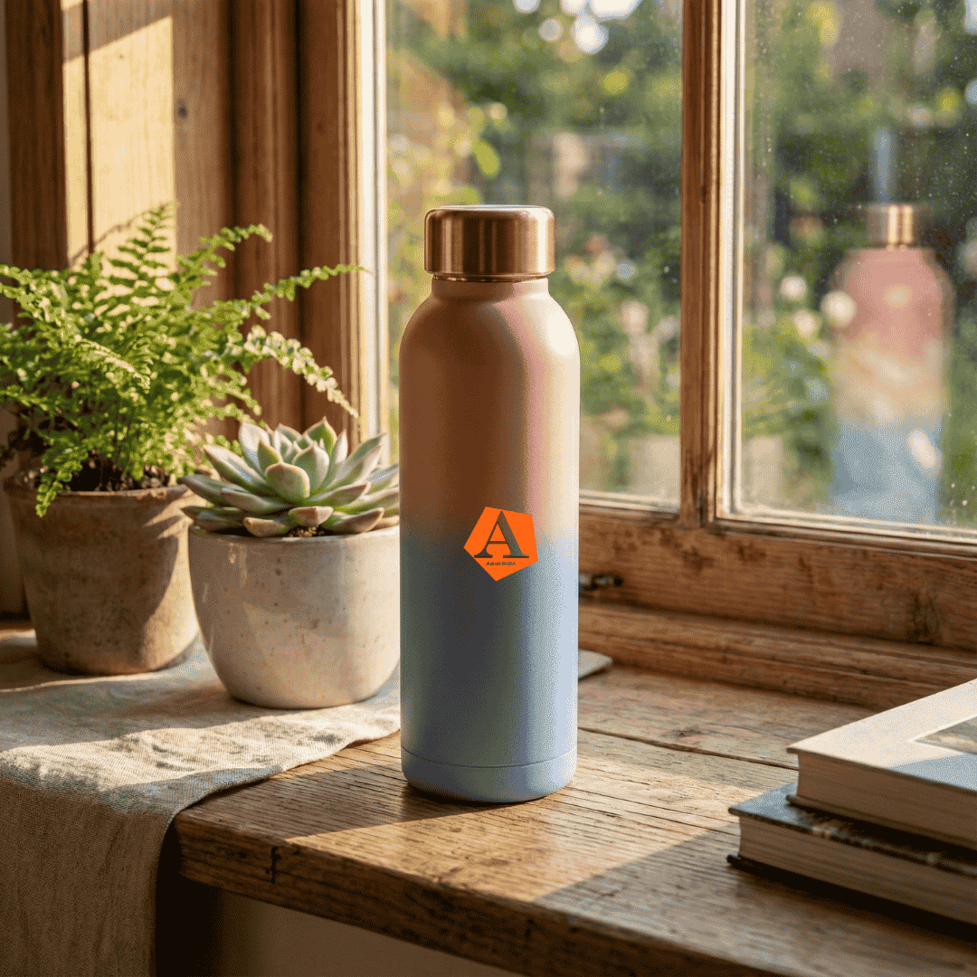 Jivan Pastel Dual-Tone Pure Copper Water Bottle | Handmade Ayurvedic Bottle