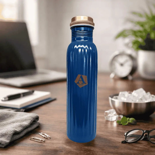 Amrit Royal Blue Fluted Pure Copper Water Bottle | BIS Certified – Adroit India - Adroit India