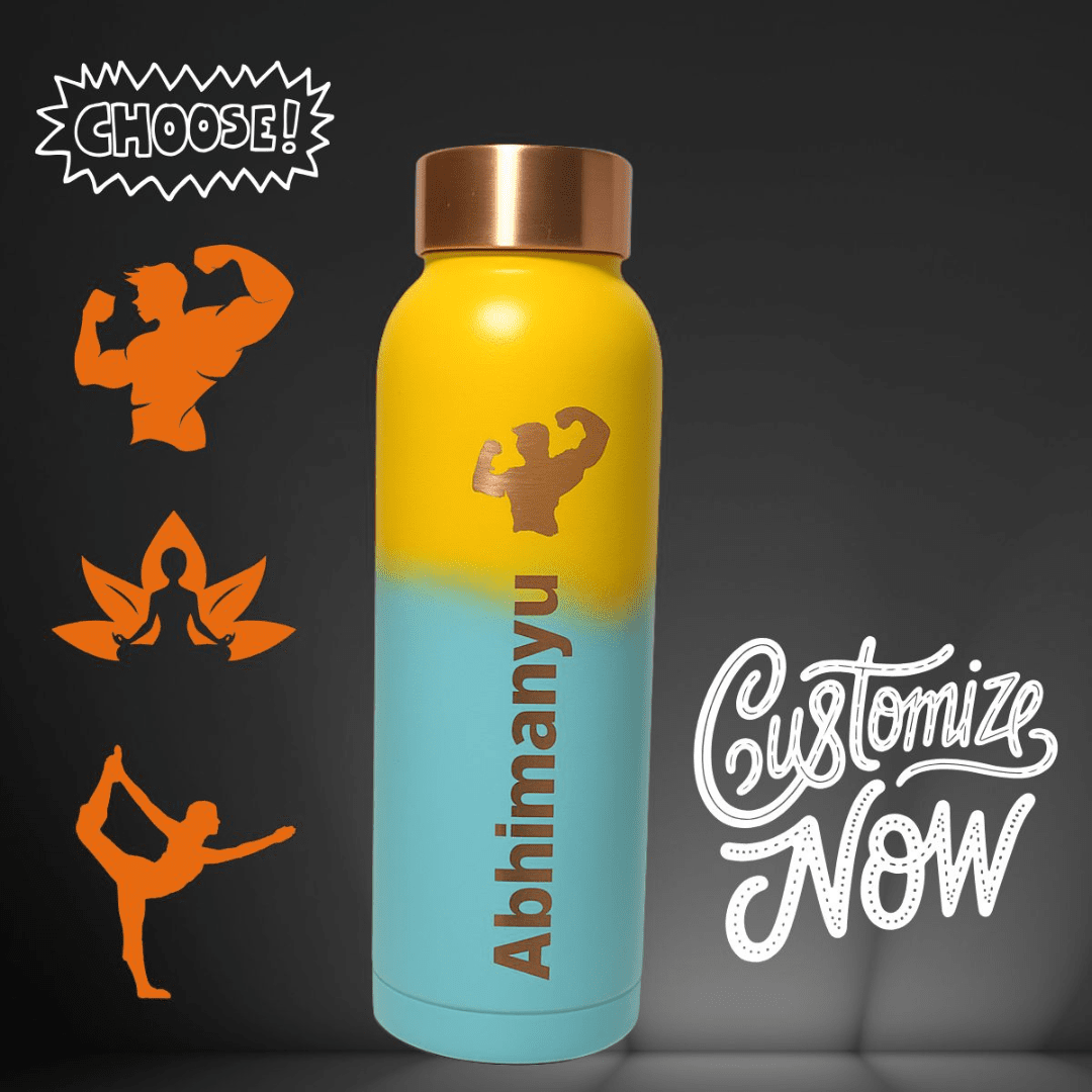 Pure Copper Water Bottle – Custom Name | Valentine Gift, Best Gift for Brother, Best Friends & Friendship Day - Adroit India