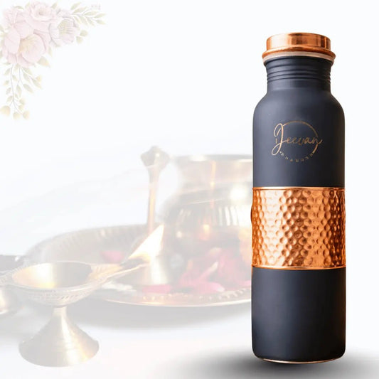 Amrit Midnight Blue Hammered Pure Copper Water Bottle | BIS Certified Luxury Gift – Adroit India - Adroit India