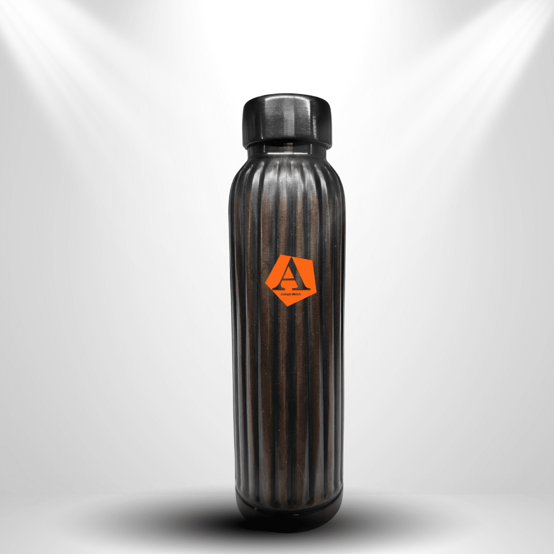 Antique Copper Ribbed Water Bottle 950 ml | Pure Copper | Premium Handcrafted Bottle by Adroit India - Adroit India