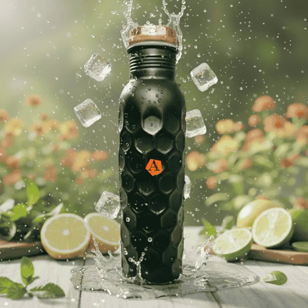 Amrit Forest Green Honeycomb Pure Copper Water Bottle | BIS Certified Detox Bottle – Adroit India - Adroit India