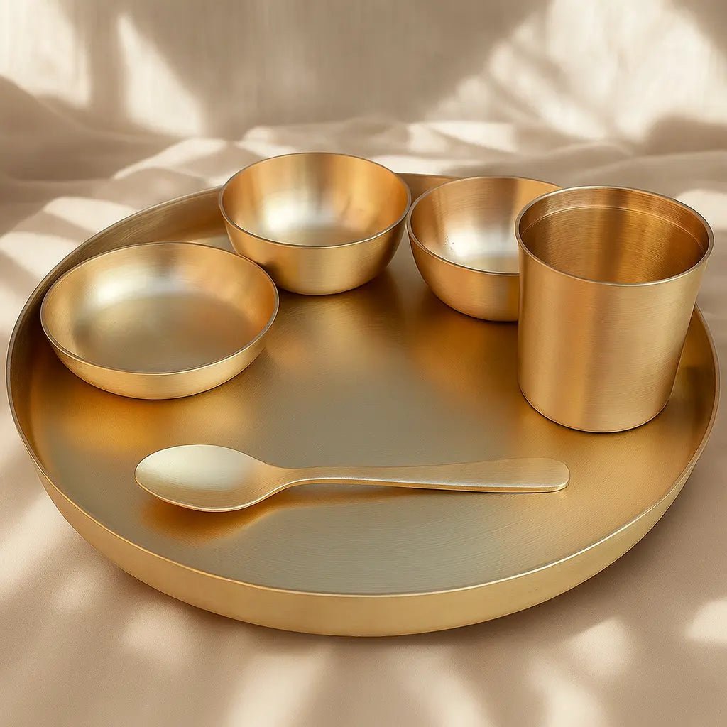 Pure Kansa Thali Set – 6 Pcs | Ayurvedic Dinner Set by Adroit India