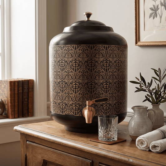 Pure Copper Water Dispenser with Tap | 8 ltr Capacity |Handcrafted Ayurvedic Dispenser – Adroit India - Adroit India