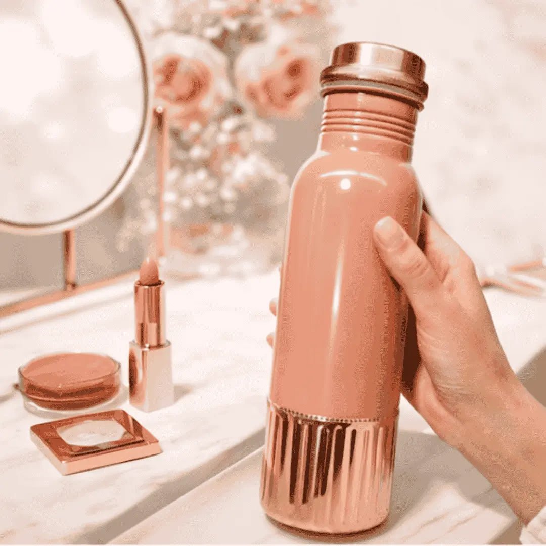 Amrit Love Pink Pure Copper Water Bottle 950 ML | Elegant Matte Finish – Adroit India - Adroit India