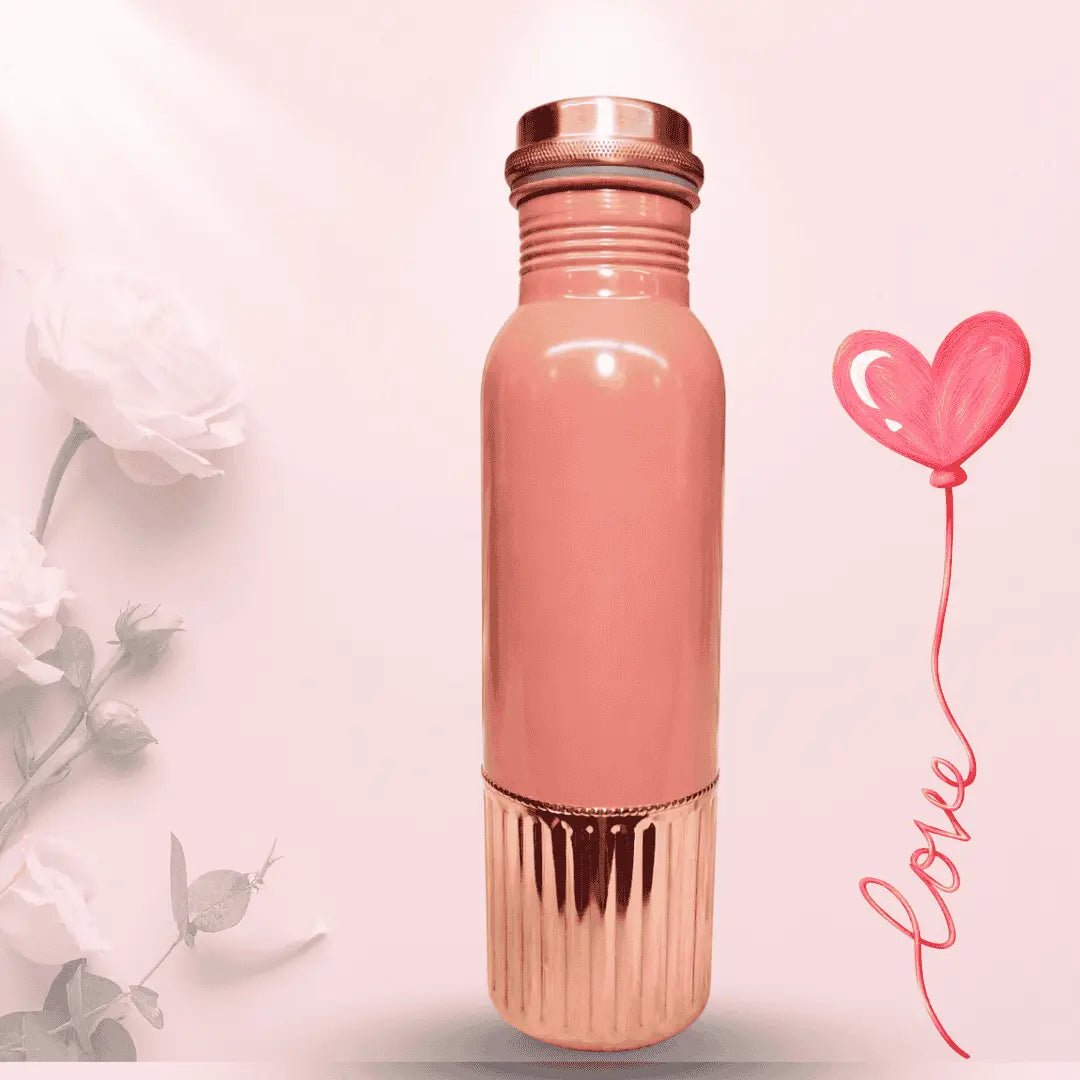 Amrit Love Pink Pure Copper Water Bottle 950 ML | Elegant Matte Finish – Adroit India - Adroit India