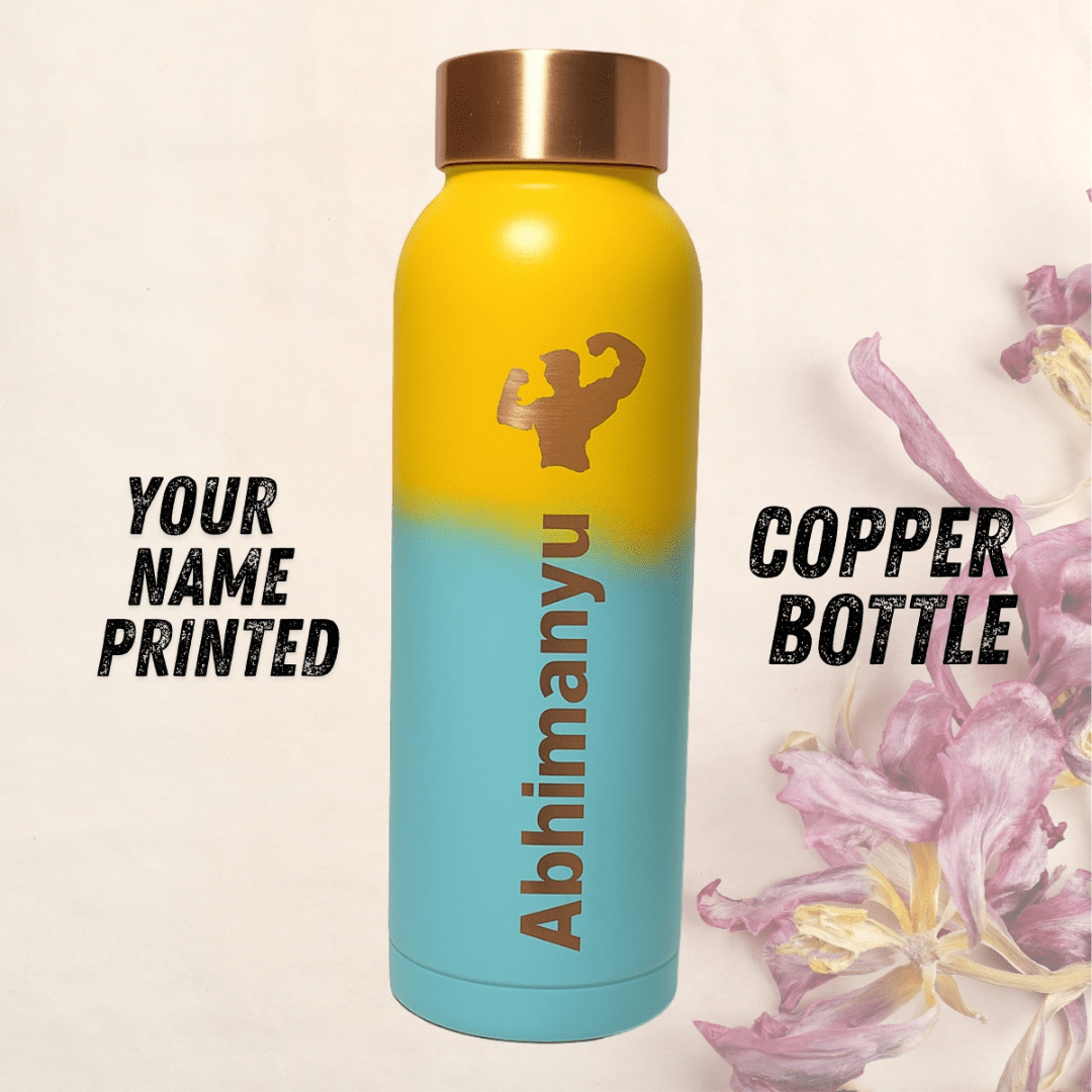 Pure Copper Water Bottle – Custom Name | Valentine Gift, Best Gift for Brother, Best Friends & Friendship Day - Adroit India